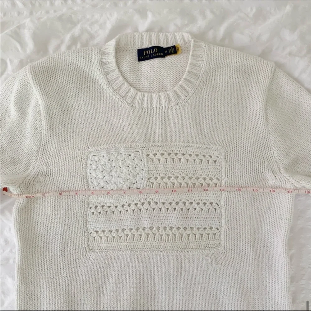 New Ralph Lauren American Flag White Sweater - Picture 11 of 13